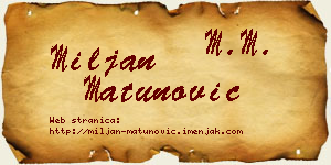 Miljan Matunović vizit kartica